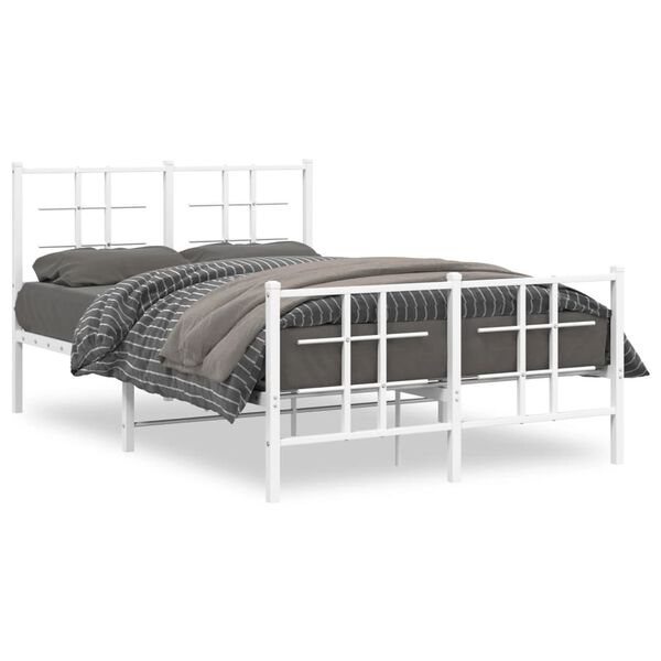 vidaXL Bed Frame White Powder-Coated Steel 47.2 x 78.7 in Bed Frame
