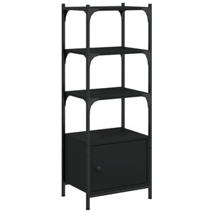 vidaXL Bookcase Black Engineered wood, metal 3-Tier Adjustable Feet