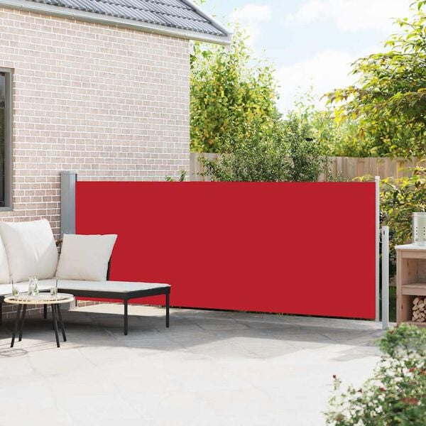 vidaXL Side Awning Red fabric, grey steel