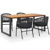 vidaXL 5 Piece Patio Dining Set Solid Acacia Wood and PVC Rattan