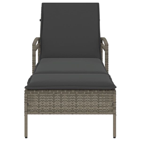 vidaXL Sun Lounger Grey Poly Rattan, Powder-Coated Steel And over