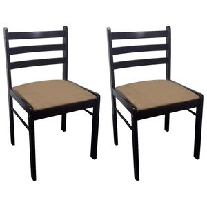 vidaXL Chair Set of 2 Brown Rubberwood Standard Sturdy Chair