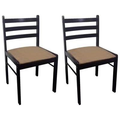 vidaXL Dining Chairs 2 pcs Brown Solid Rubber Wood and Velvet