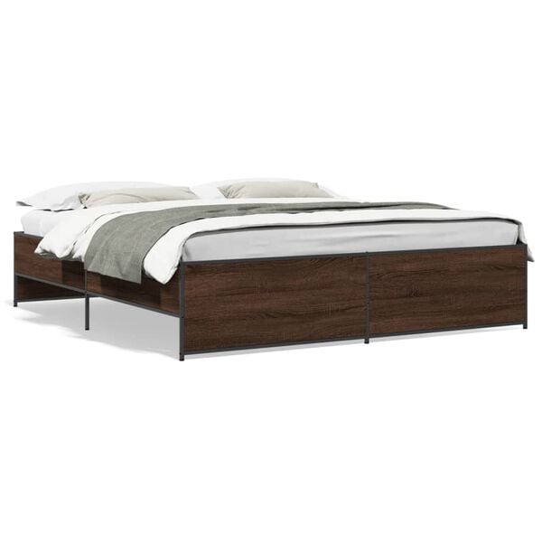 vidaXL Bed Frame Brown oak Engineered wood Super King Durable
