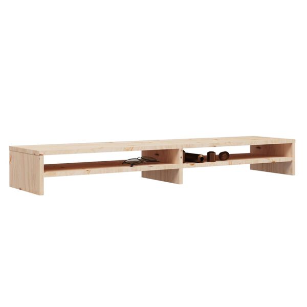 vidaXL Monitor Stand Natural Pine Solid Pine Wood 39.4 in long