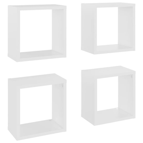 vidaXL Cube Shelf Set of 4 White Engineered wood 10.2 in square