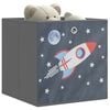vidaXL Foldable Storage Box Set of 4 Grey with rocket pattern