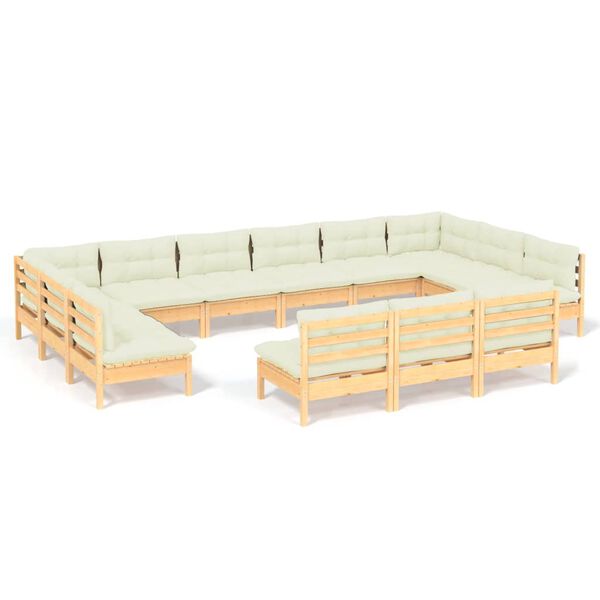 vidaXL Garden Lounge Set Cream Solid pinewood, fabric (100% polyester)