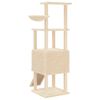 vidaXL Cat Tree Cream Engineered wood, Plush, Sisal 60.2 in tall