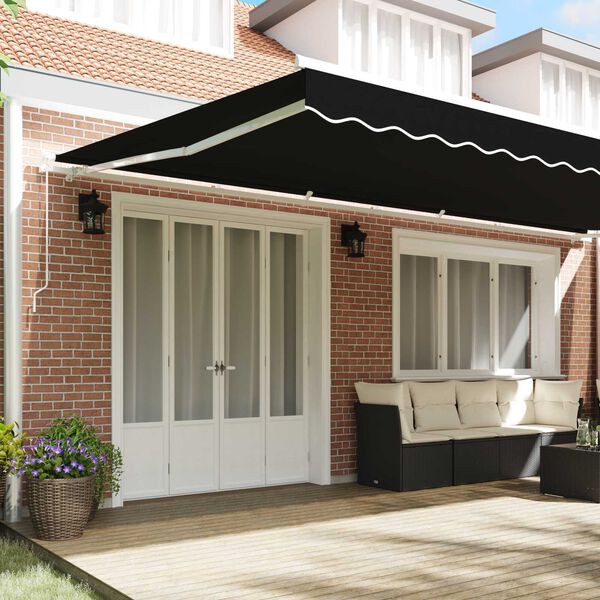 vidaXL Retractable Awning Black 236.22" x 118.11" Polyester and Metal