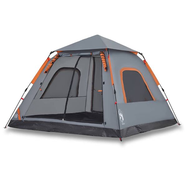 vidaXL Camping Tent Dome 5-Person Gray and Orange Quick Release