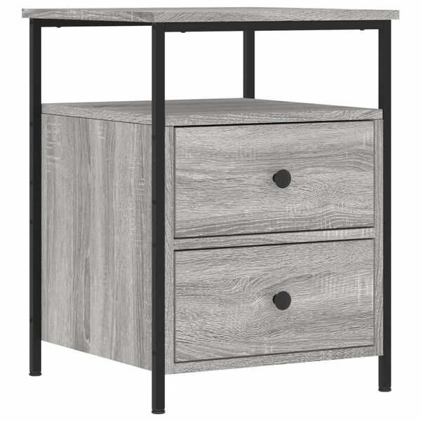 vidaXL Bedside Cabinet Grey Sonoma Engineered wood, iron 17.3x17.7x23.6 in