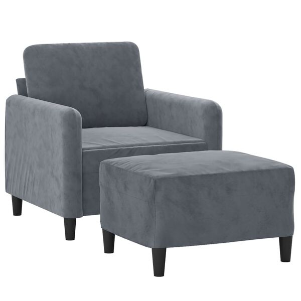 vidaXL Sofa Chair With Footstool Dark Grey