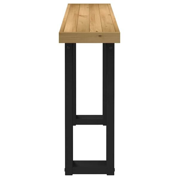 vidaXL Console Table Natural, Black Solid Pine Wood Slim Durable
