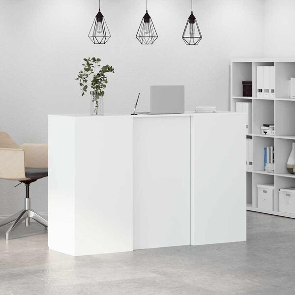vidaXL Reception Desk White Engineered wood Large Reception Desk