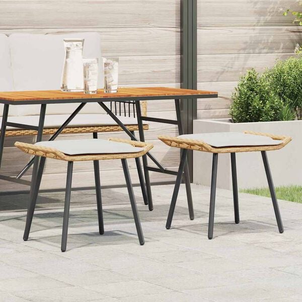 vidaXL Garden Stool with Cushion 2 pcs Brown 50 x 40 x 45cm Polyester