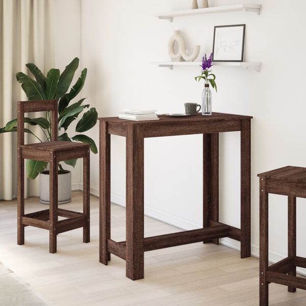 vidaXL Bar Table Brown Oak 40.2x19.7x40.7" Engineered Wood