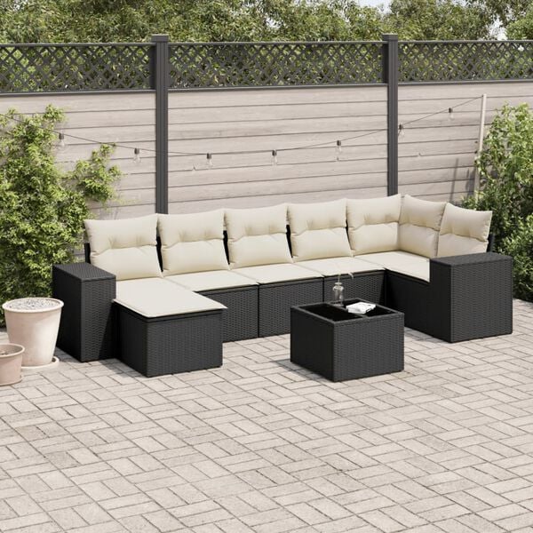 vidaXL Garden Sofa Set Black PE Rattan Large Modular Garden Sofa Set