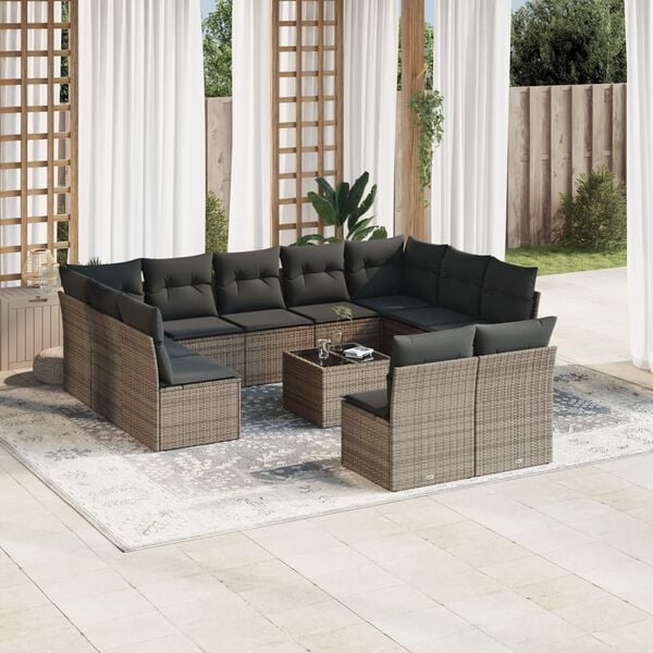 vidaXL Garden Sofa Set Grey, Dark grey