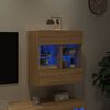 vidaXL TV Wall Cabinet Sonoma oak Engineered wood, Glass Medium