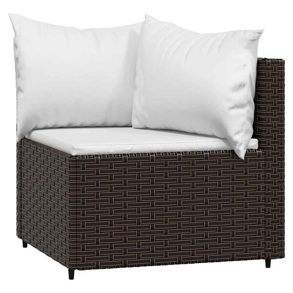 vidaXL Patio Corner Sofa Brown and Cream White
