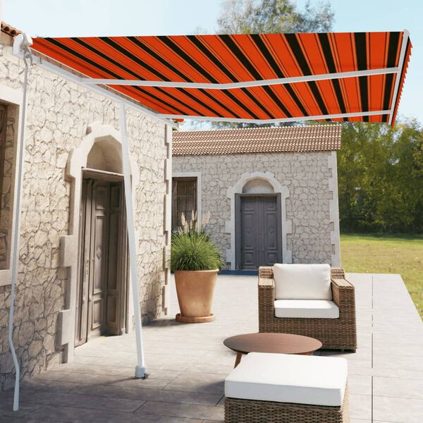 vidaXL Retractable Awning Orange and Brown
