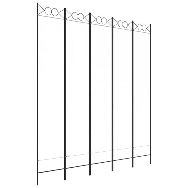 vidaXL 5-Panel Room Divider White 78.7"x86.6" Fabric