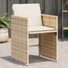 vidaXL Garden Chair Set of 4 Beige Poly Rattan, Powder-Coated Steel