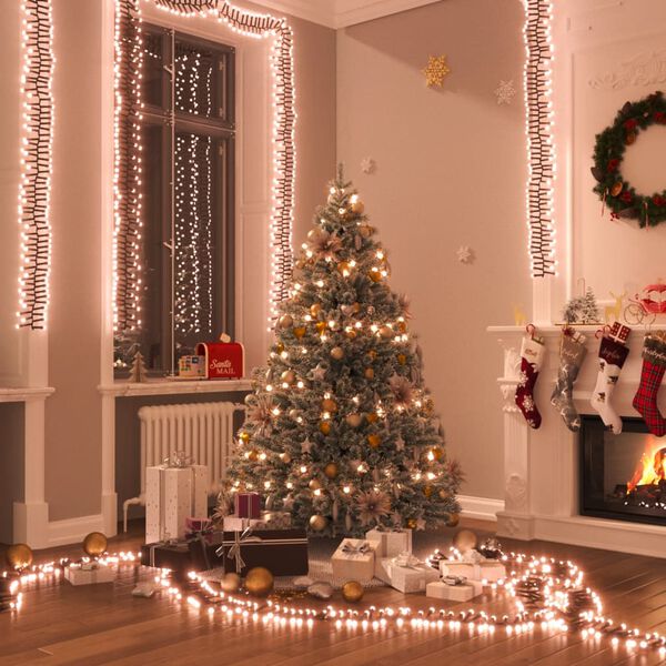 vidaXL LED Cluster String Warm White PVC, Copper 56 feet