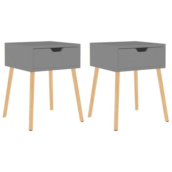 vidaXL Bedside Cabinet Set of 2 Grey Engineered wood Medium