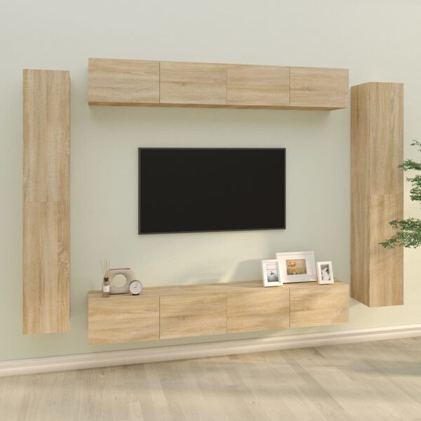 vidaXL TV Cabinet Set Set of 8 Sonoma Oak Engineered wood Multiple sizes