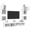 vidaXL TV Wall Unit Set of 8 White Engineered wood, glass Multiple sizes