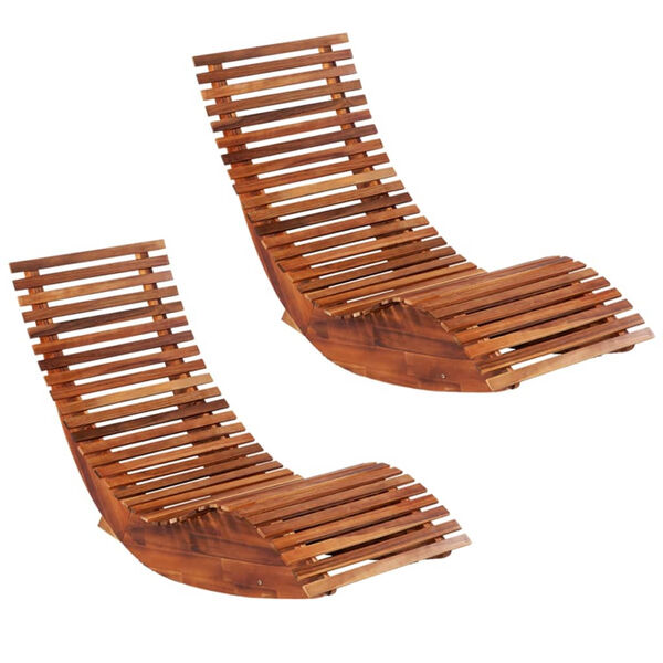 vidaXL Sun Lounger Set of 2 Light brown Acacia wood