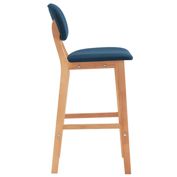vidaXL Bar Chair Set of 2 Blue Fabric (100% polyester), solid beech wood