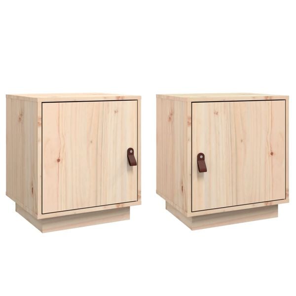 vidaXL Bedside Cabinet Set of 2 Pine Solid pinewood Standard