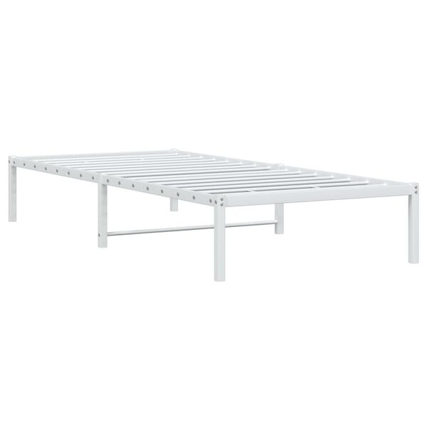 vidaXL Bed Frame White Steel Single Durable Bed Frame Rectangular