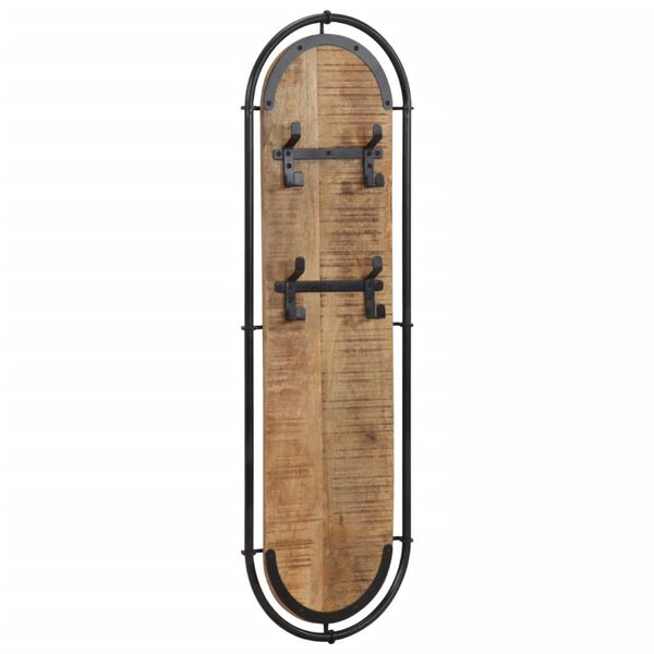 vidaXL Coat Rack Brown and Black Solid Mango Wood, Iron 13.4 in x 43.3 in