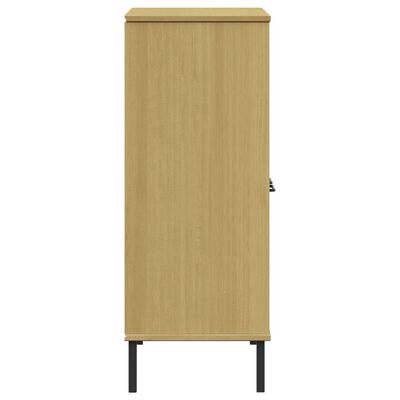 vidaXL Bookcase with Metal Legs Brown 35.4"x13.8"x35.6" Solid Wood OSLO