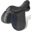 vidaXL Saddle Black Real Leather, Metal, Polyester 17.5 inches