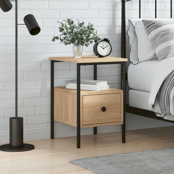 vidaXL Bedside Cabinet Sonoma Oak 13.4x14.2x19.7" Engineered Wood