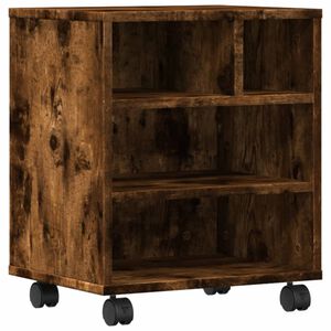 vidaXL Printer Stand with Wheels Smoked Oak 16.1"x12.6"x18.9"