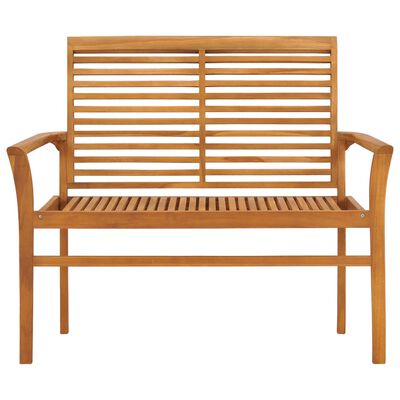 vidaXL Patio Bench with Wine Red Cushion 44.1" Solid Teak Wood