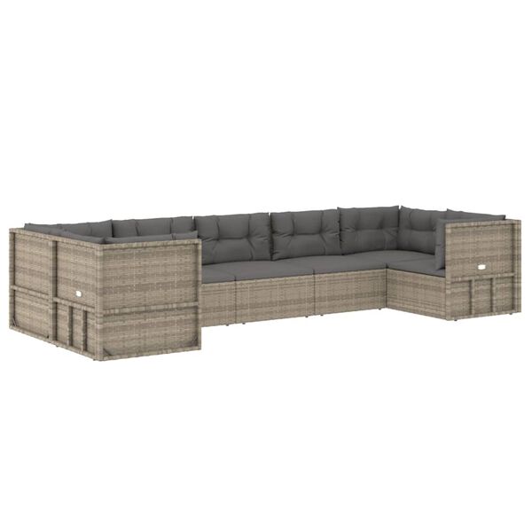 vidaXL Garden Lounge Set Gray PE rattan, Powder-coated steel Large