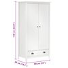 vidaXL Wardrobe White Solid pine wood 35.0 x 19.7 x 67.7 in Wardrobe
