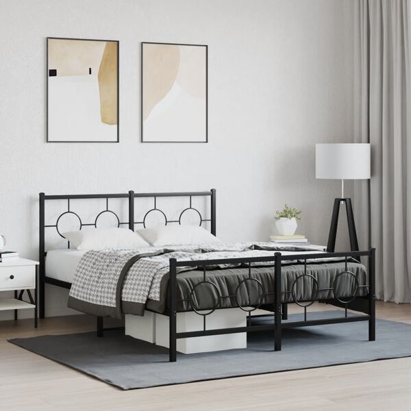 vidaXL Bed Frame Black Steel Full Bed Frame Rectangular Industrial