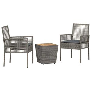 vidaXL Garden Bistro Set 3 pcs Gray Poly rattan