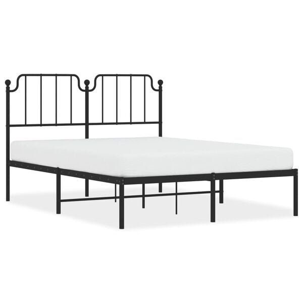 vidaXL Bed Frame Black Steel Double Bed Frame Rectangular Double Bed