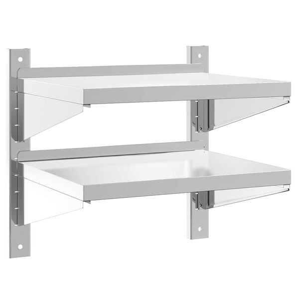 vidaXL Wall Shelf Silver Stainless Steel Standard Wall Mounting