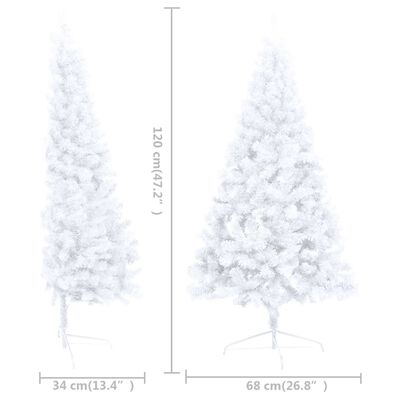 vidaXL Artificial Half Christmas Tree with Stand White 47.2" PVC
