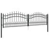 vidaXL Fence Gate with Spear Top Black 120.1"x 29.5" Powder-coated Steel